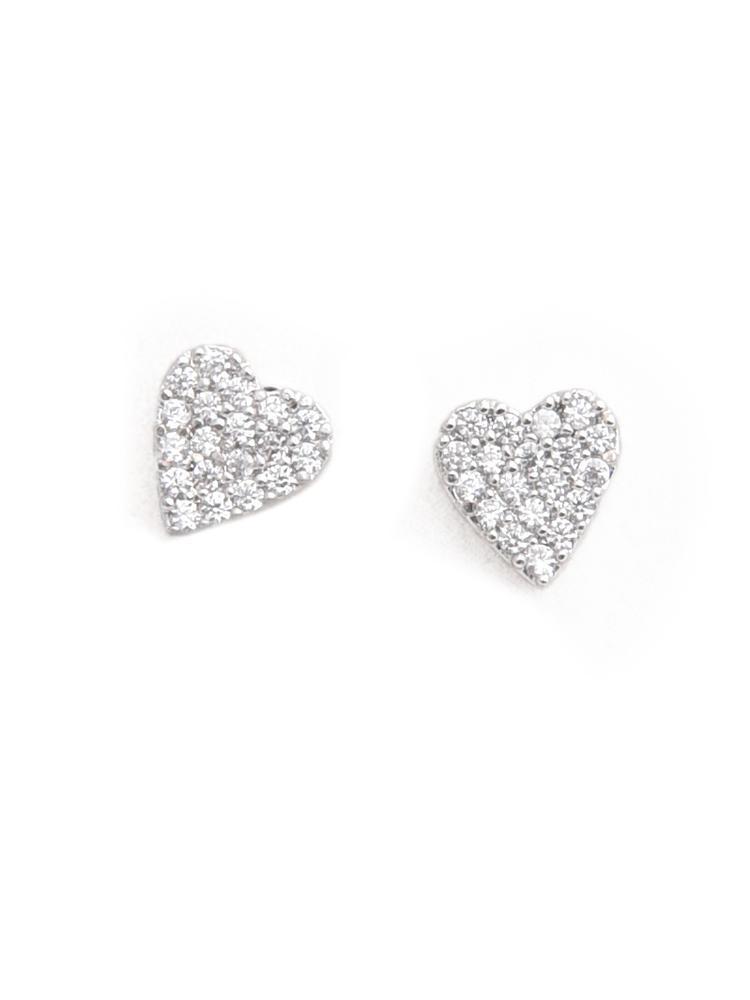 Tai Silver CZ Heart Studs - Saint Bernard