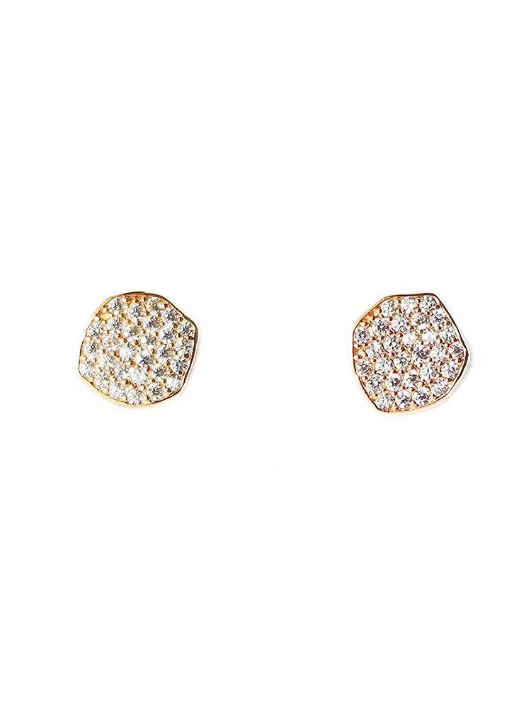 Tai Rose Gold Clear Wavy Disc Earrings - Saint Bernard