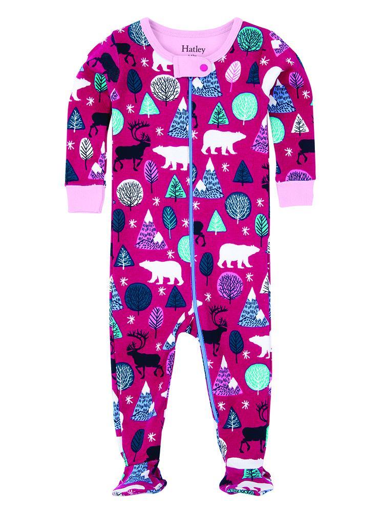 Hatley Girls' Nordic Forest Footed Coverall