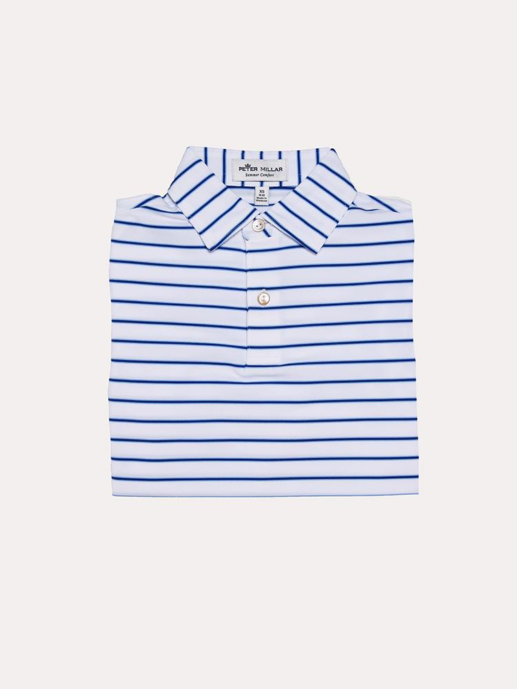Peter Millar Boys' Market Stripe Youth Stretch Jersey Polo - Saint Bernard