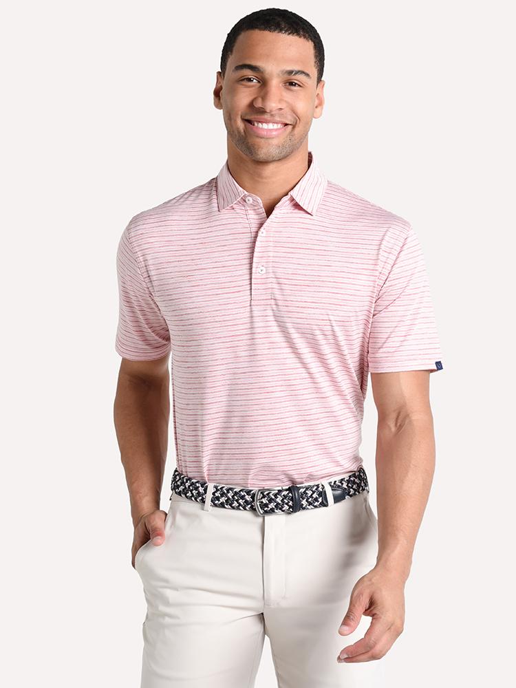 Oxford Men's Glades Short Sleeve Heather Stripe Jersey Polo - Saint Bernard