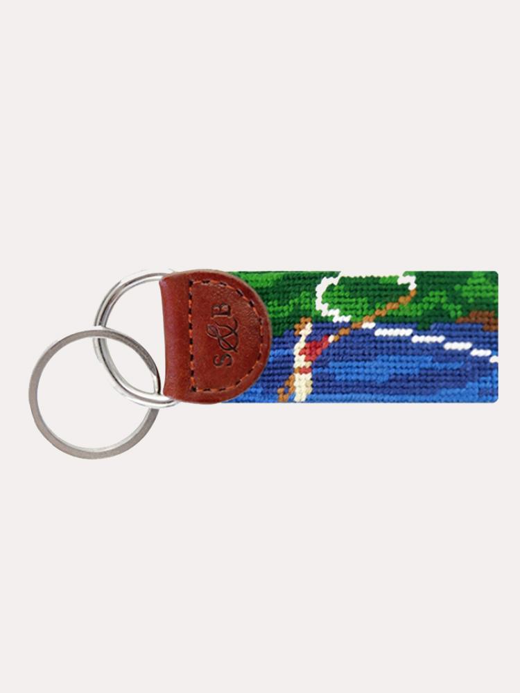 Smathers & Branson Fly Fishing Scene Needlepoint Key Fob - Saint Bernard