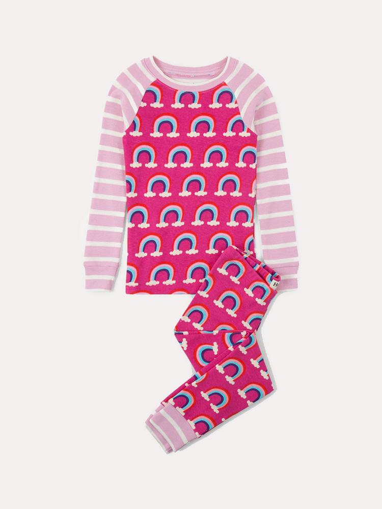 Hatley Pretty Rainbows Organic Cotton Pajama Set - Saint Bernard