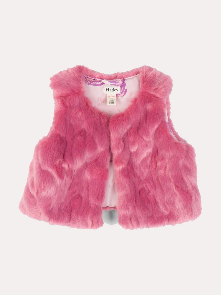 Hatley Baby Pink Faux Fur Vest Saint Bernard - Main Image