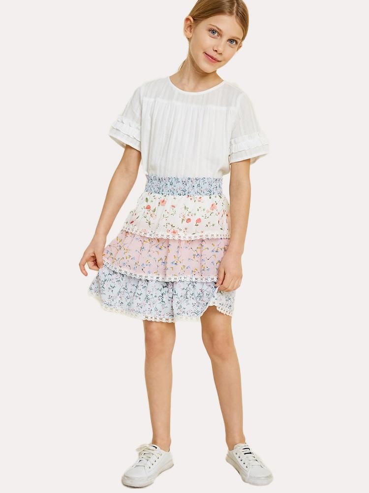 Hayden Girls' Floral Tiered Skirt - Saint Bernard