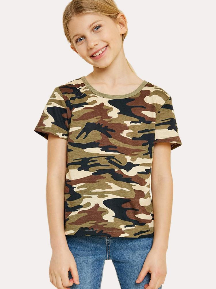 Hayden Girls' Camo Short Sleeve Tee - Saint Bernard