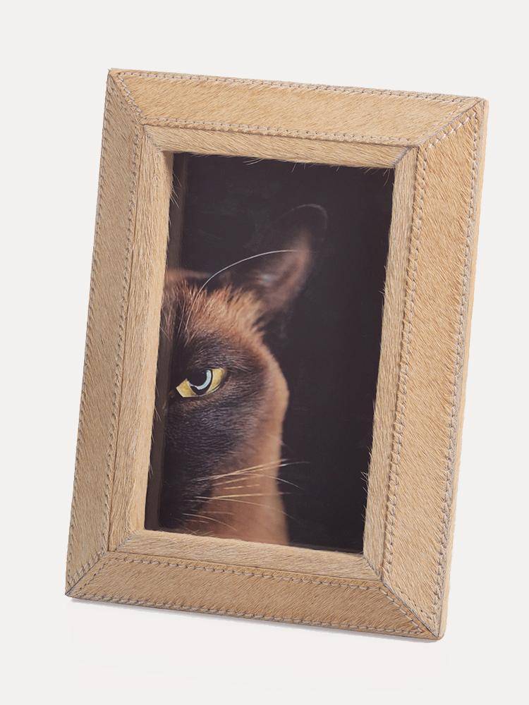 Zodax Hair on Leather Feel Picture Frame 4x6 - Saint Bernard