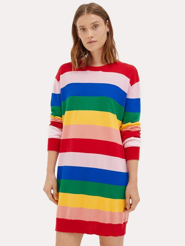 Chinti & Parker Rainbow Cotton Tie Back Day Dreamer Mini Dress Chinti & Parker Rainbow Cotton Tie Back Day Dreamer Mini Dress