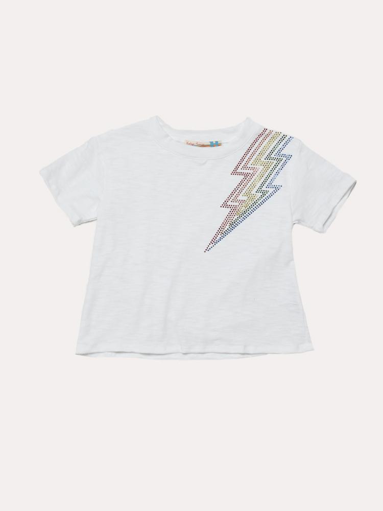 Vintage Havana White Box Tee with Stone Lightning Bolt - Saint Bernard