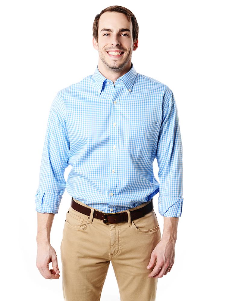 Peter Millar Men's Nanoluxe Twill Check Long Sleeve Shirt