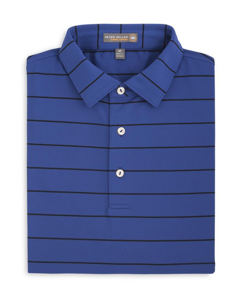 Peter Millar Men's Potter Stripe Stretch Mesh Polo - Saint Bernard