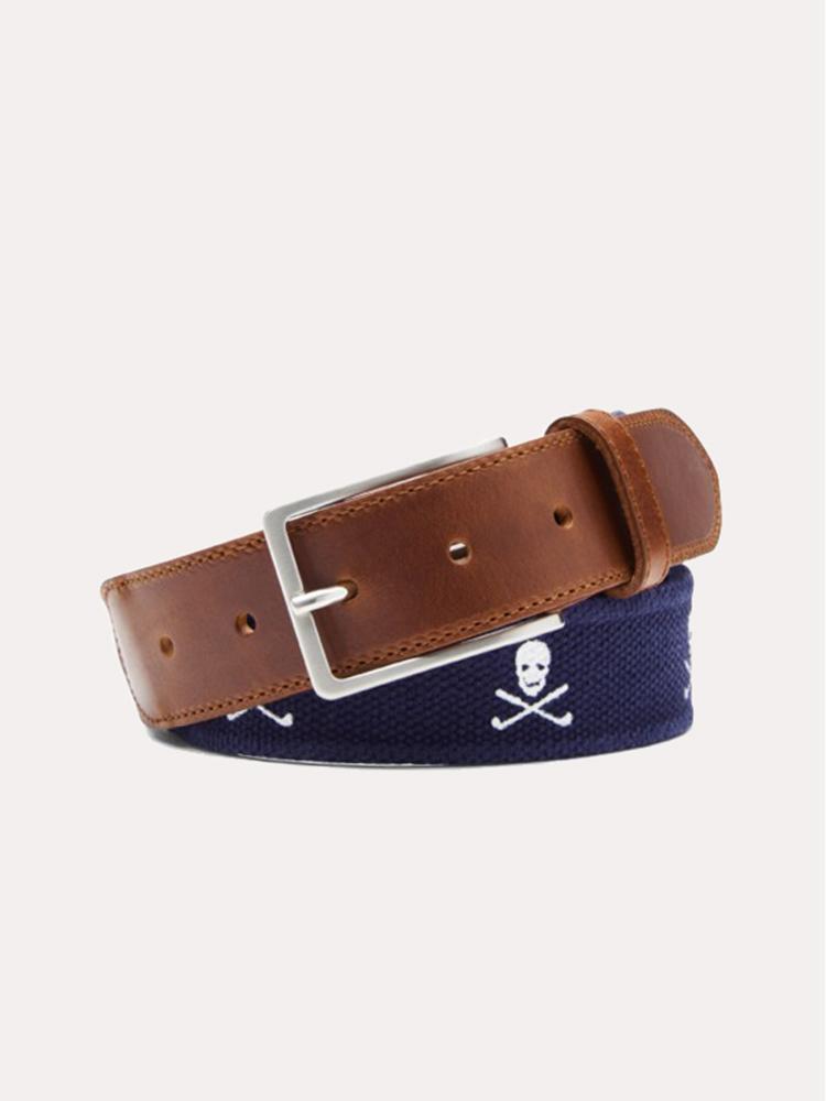 Peter Millar Men's Skulls & Clubs Canvas Belt - Saint Bernard