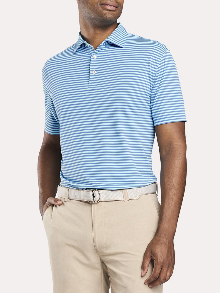 Peter Millar Tygra Stripe Stretch Pique Mesh Polo - Saint Bernard