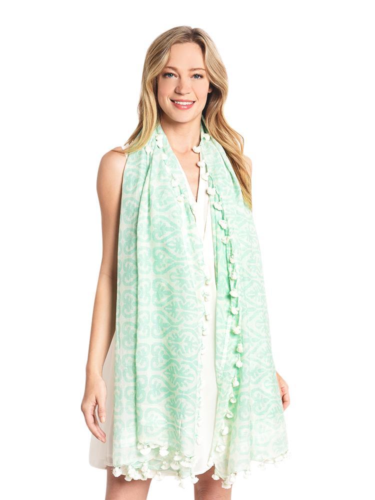 Oliphant Pom Pom Cotton and Silk Scarf - Saint Bernard