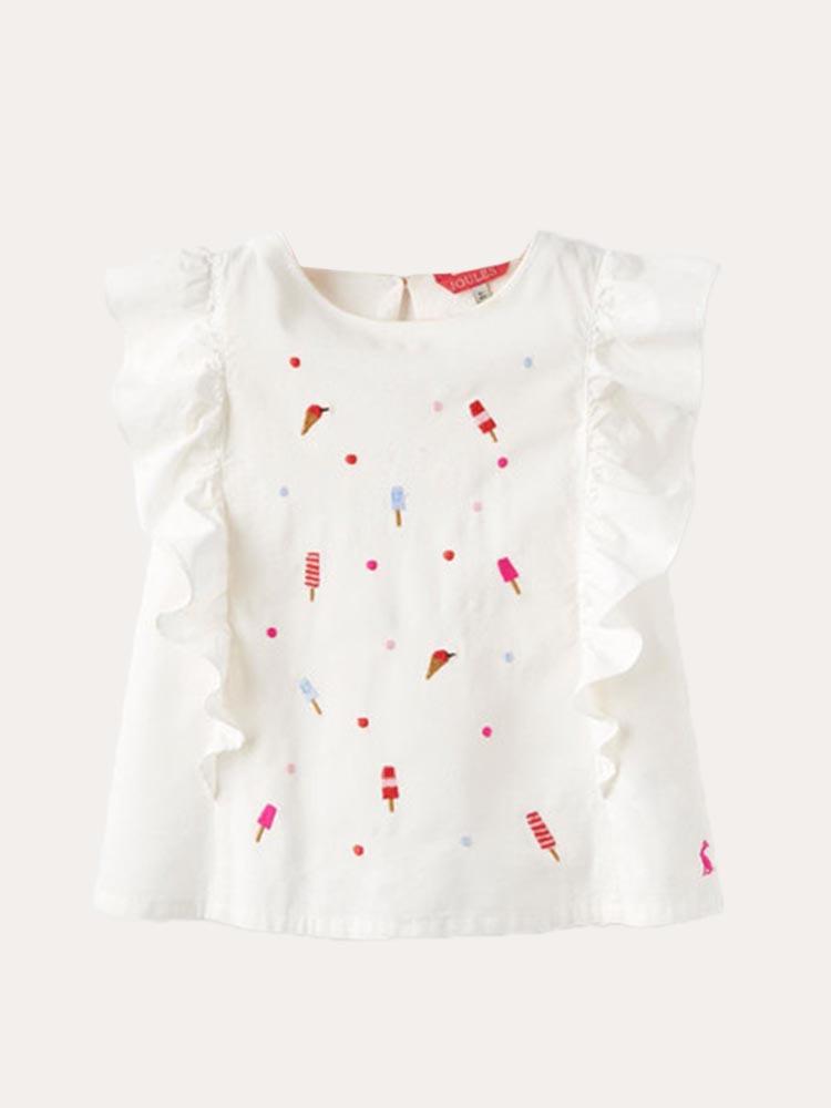 Joules Little Girls' Saffy Top - Saint Bernard