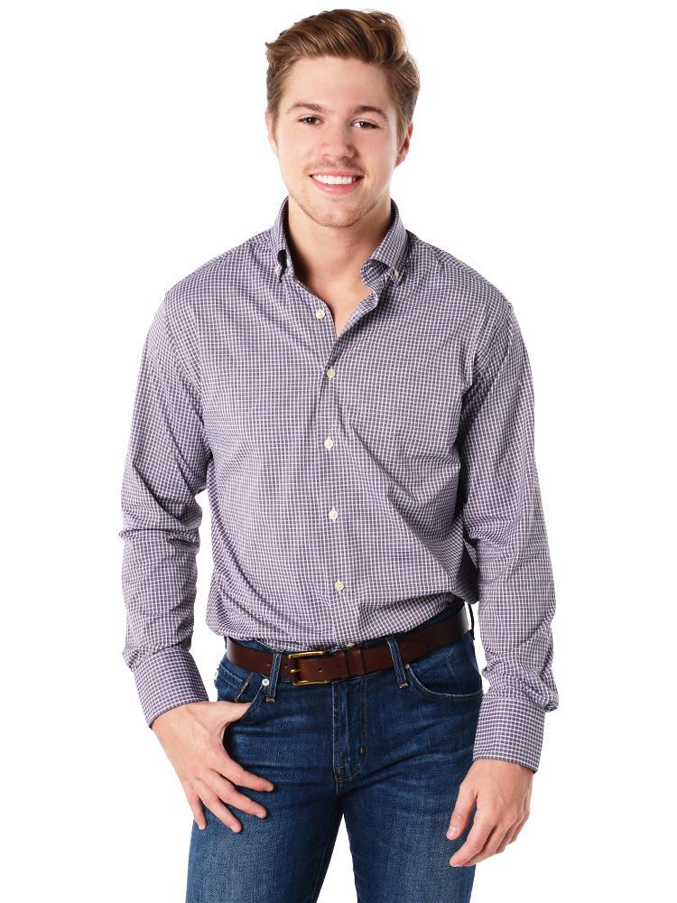 Peter Millar Men's Statler Performance Check Woven Shirt - Saint Bernard