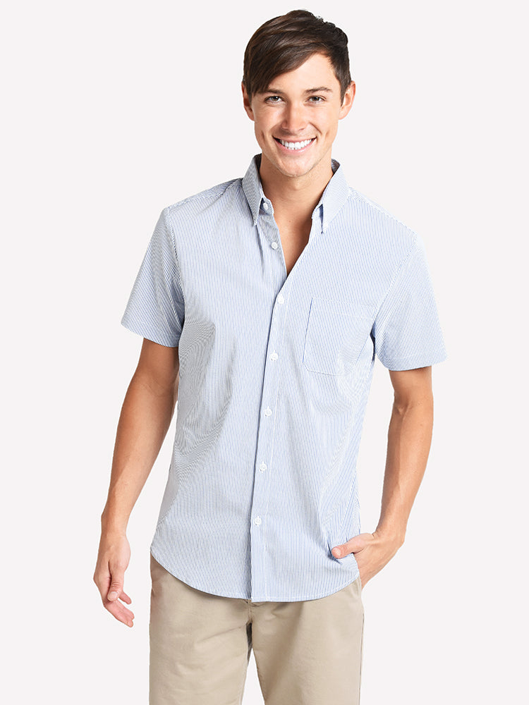 Mizzen + Main Bannard Short Sleeve Trim Fit Shirt - Saint Bernard