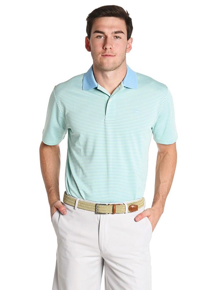 Southern Tide Men's Fort Charlotte Stripe Performance Polo - Saint Bernard