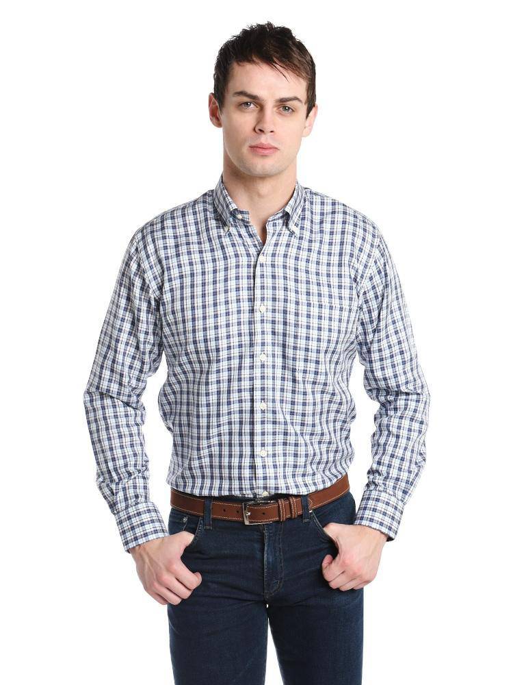 Peter Millar Men's Crown Soft Port of Venice Plaid Sport Shirt - Saint Bernard