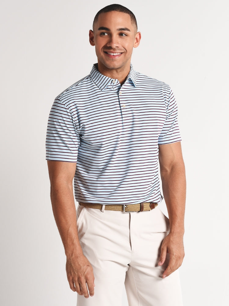 Peter Millar Dunson Stripe Stretch Mesh Polo - Saint Bernard