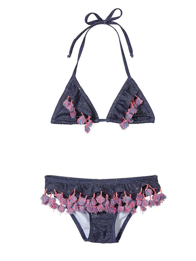 Pily Q Girls' Tassel Ruffle Bikini Set