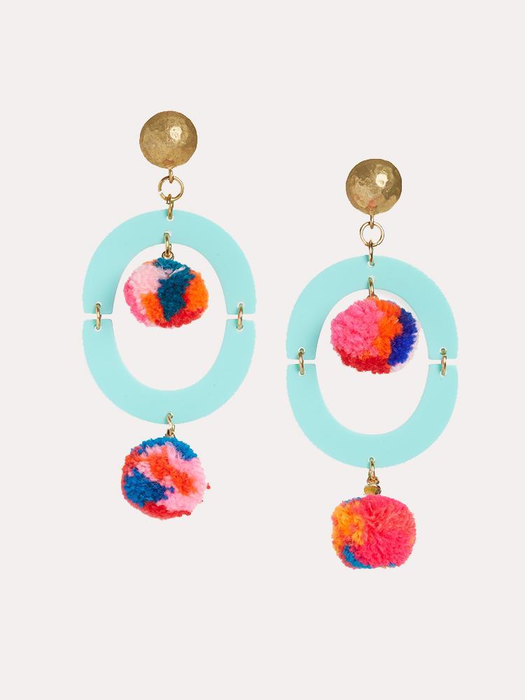 Neely Phelan Orbit Pom Pom Drop Earrings - Saint Bernard