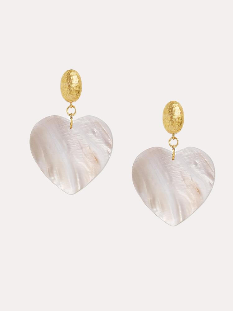 Neely Phelan Mother of Pearl Hear Drop Earrings - Saint Bernard