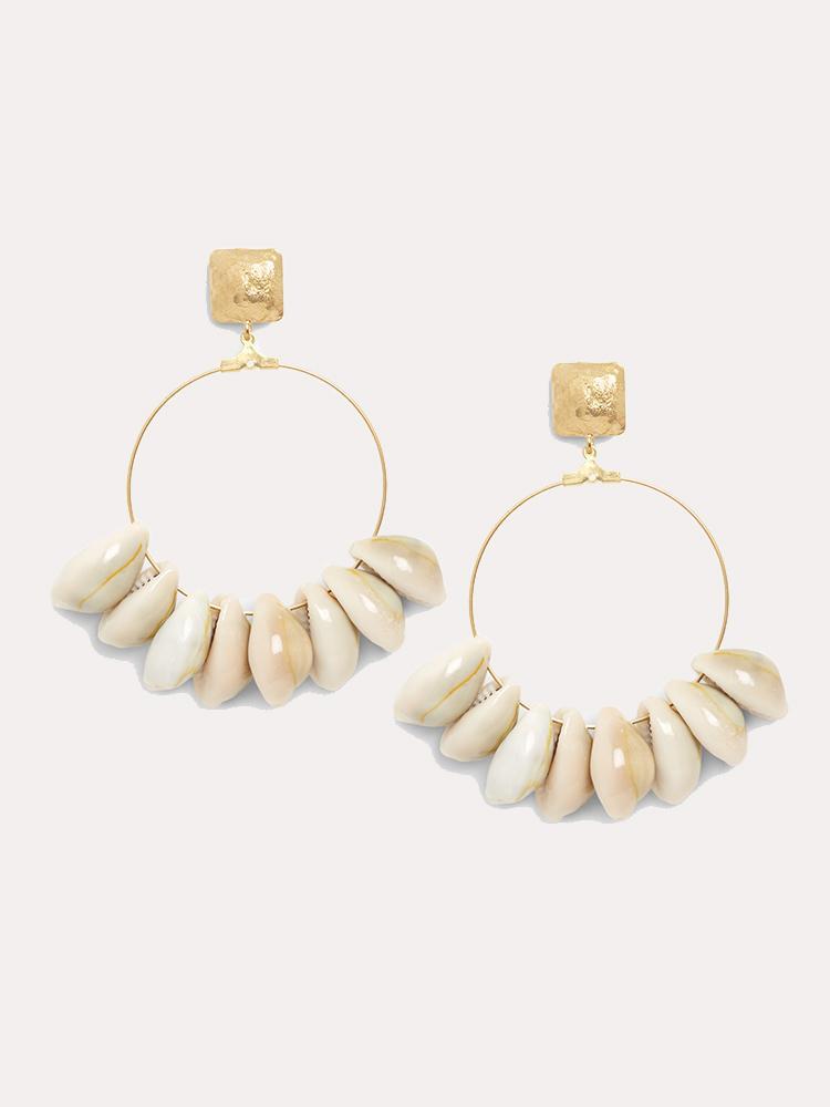 Neely Phelan Cowrie Shell Hoop Earrings - Saint Bernard