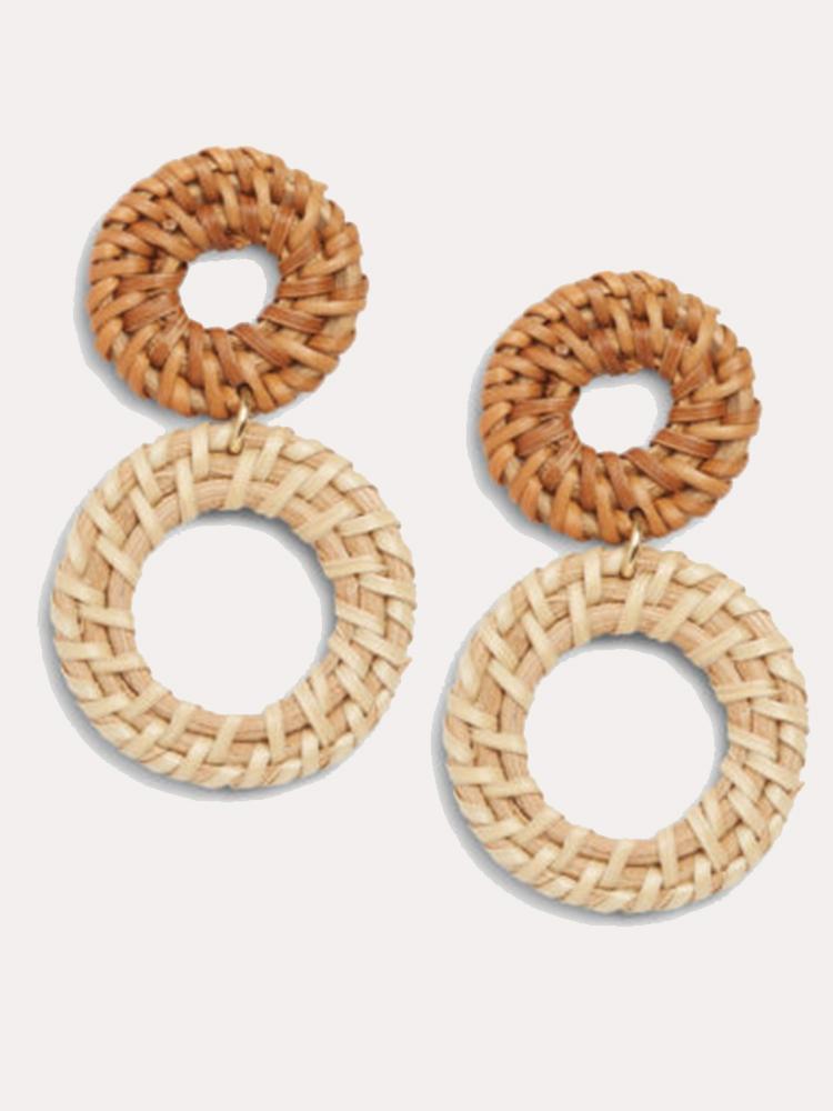 Neely Phelan Rattan Double Hoop Earrings - Saint Bernard