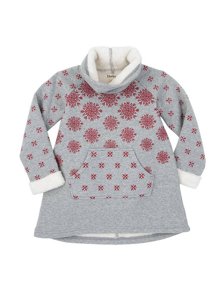 Hatley Girls' Pretty Snowflakes Bonded Sherpa Dress - Saint Bernard