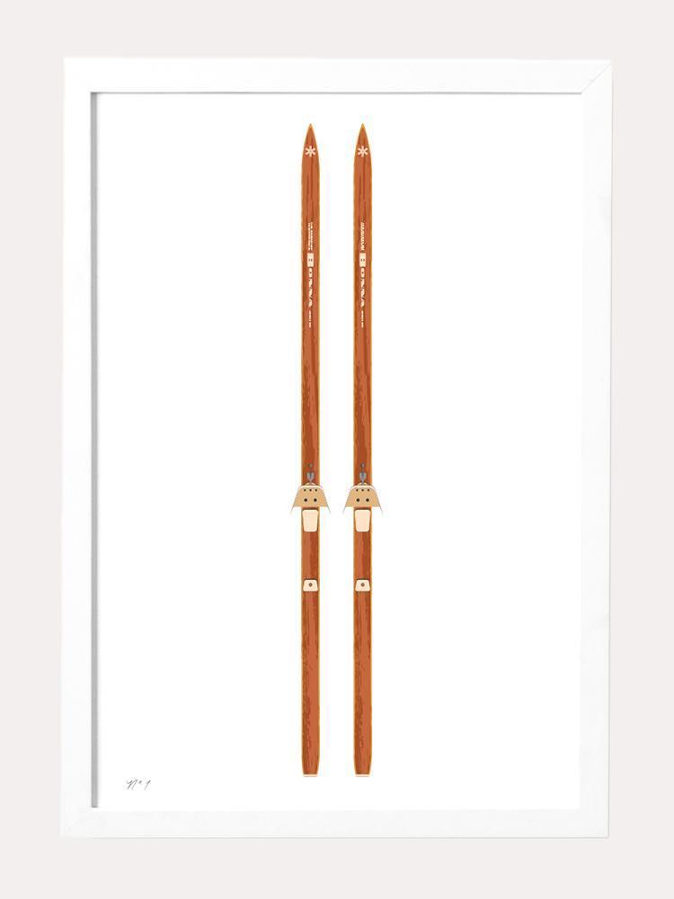 Roo Kee Roo Vintage Skis V Art Print - Saint Bernard