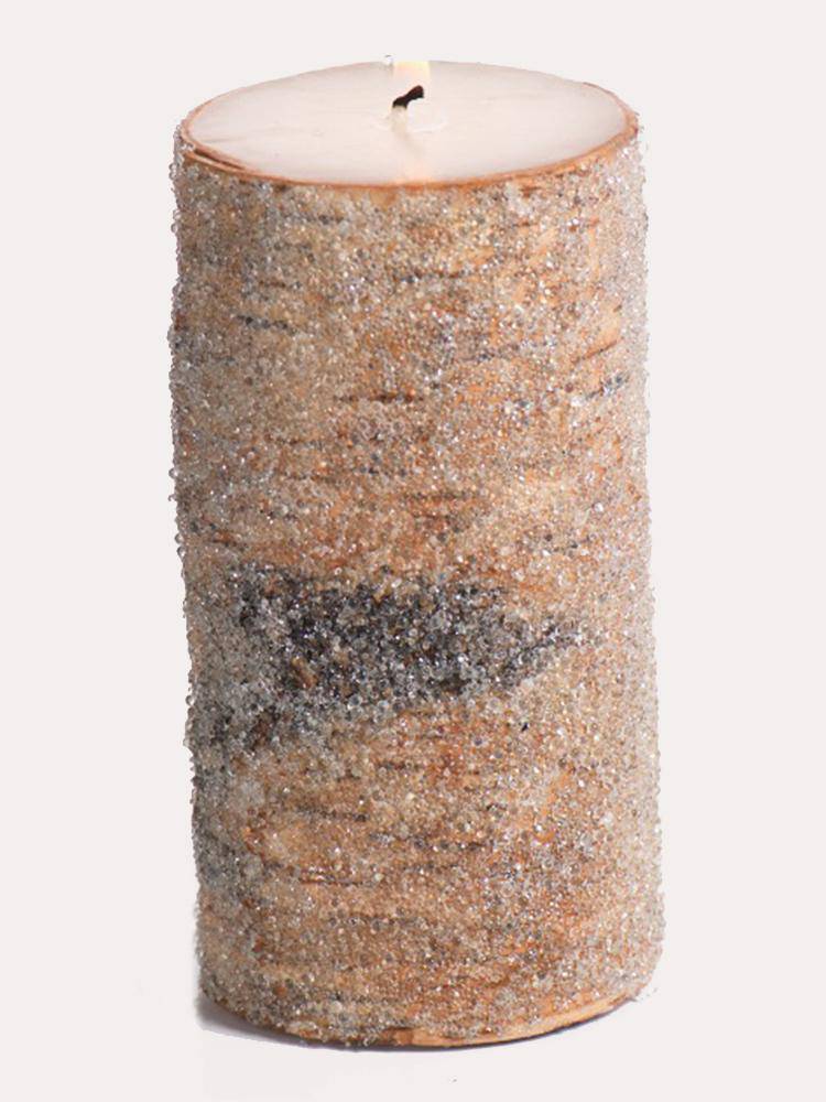 Zodax North Star Frosted Bead Birchwood Candle 3x6 - Saint Bernard