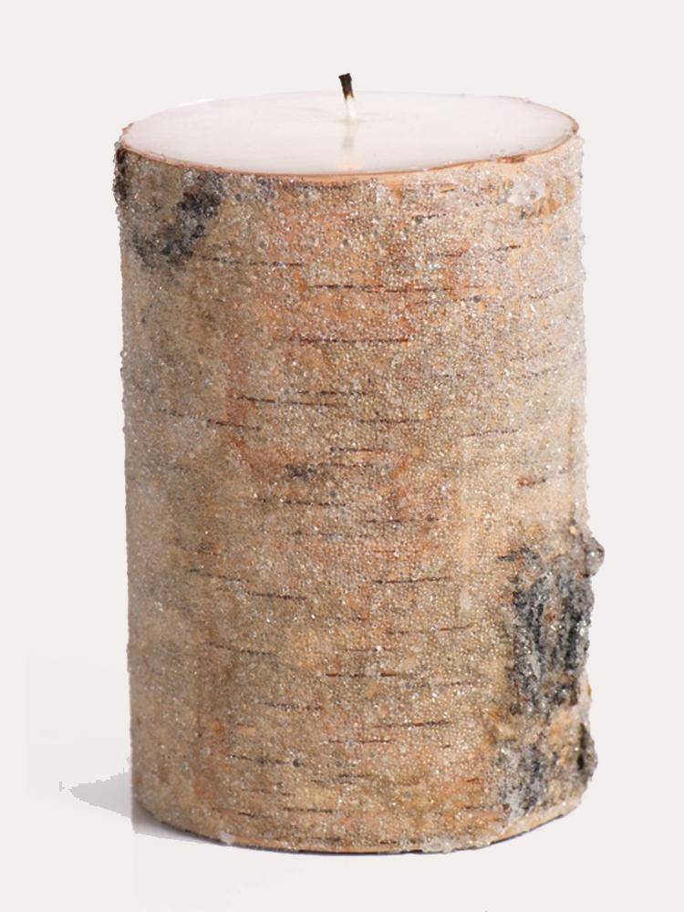 Zodax North Star Frosted Bead Birchwood Candle 4x6 - Saint Bernard