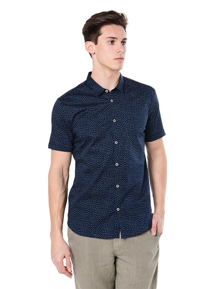 John Varvatos Slim Fit Mini Color Short Sleeve Sport Shirt