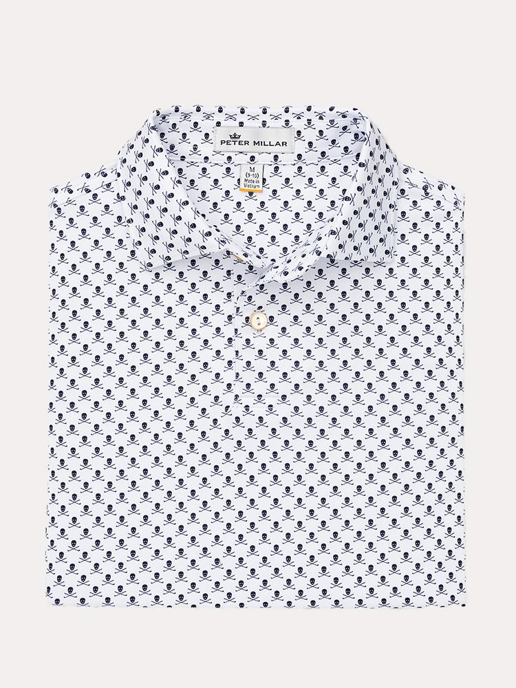 Peter Millar Boys' Taxes Printed Skulls And Clubs Performance Polo - Saint Bernard