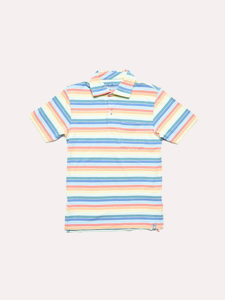 Peter Millar Boys' Cannon Beach Stripe Youth Stripe Polo - Saint Bernard