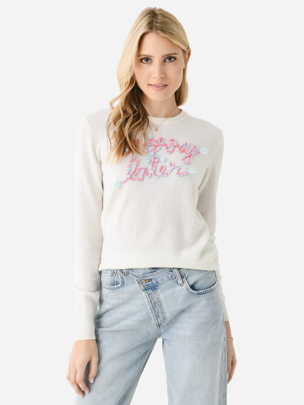 Lingua Franca Women's Worry Later Crewneck Sweater - Saint Bernard