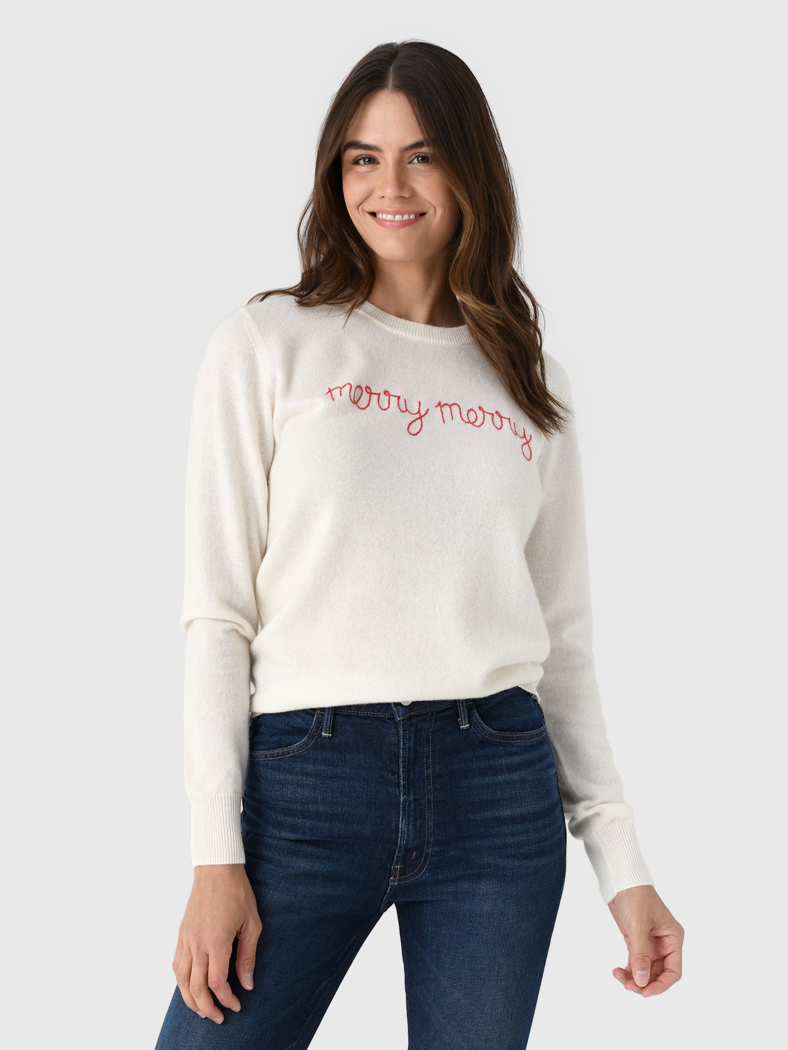 Lingua Franca Women's Merry Merry Crewneck Sweater - Saint Bernard