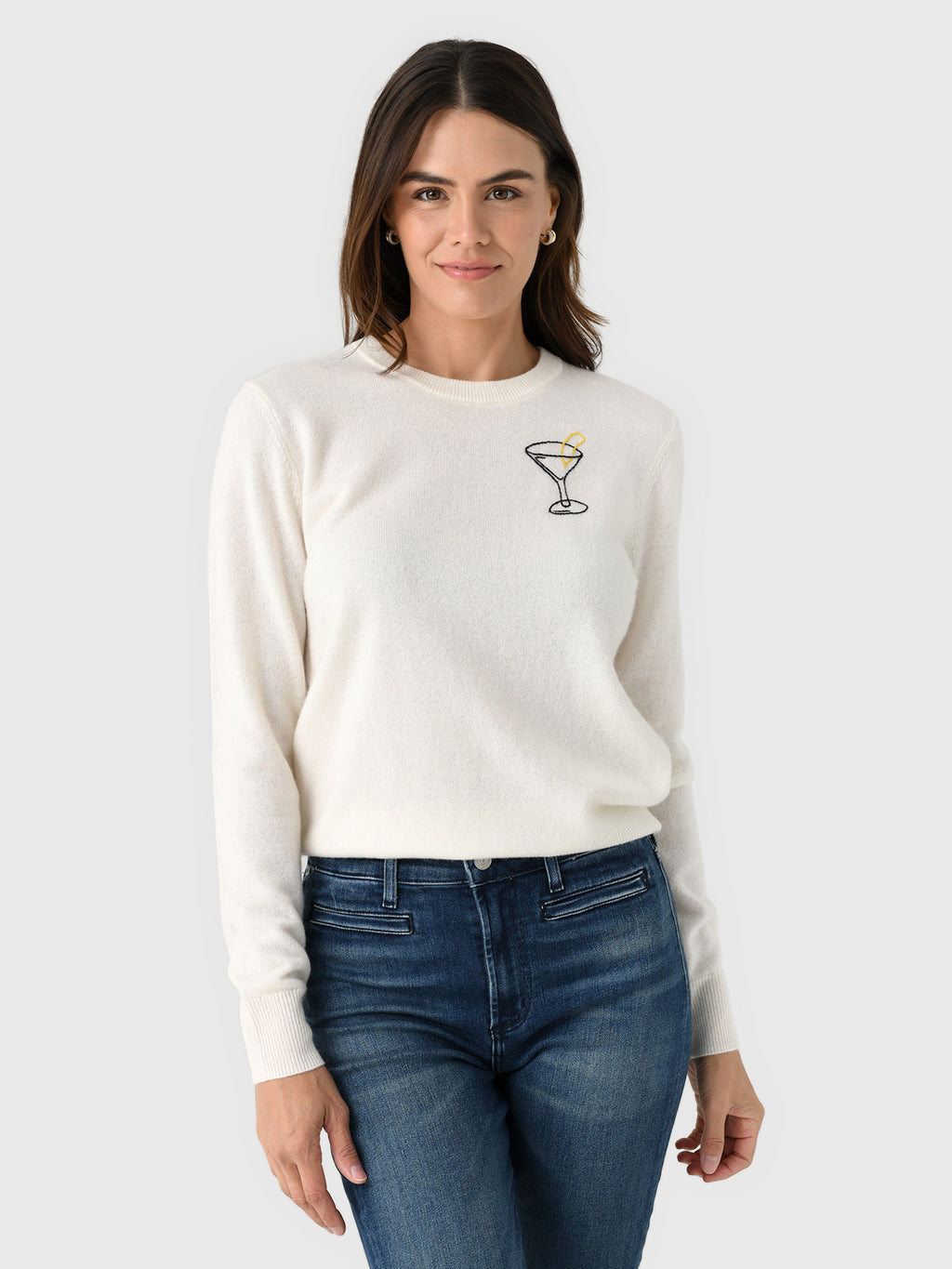 Lingua Franca Women's Martini Crewneck Sweater - Saint Bernard