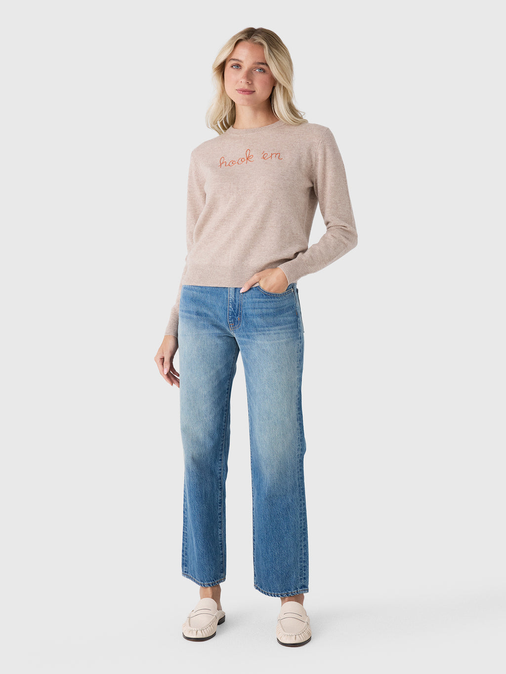 Lingua Franca Women's Hook 'Em Crewneck Sweater - Saint Bernard
