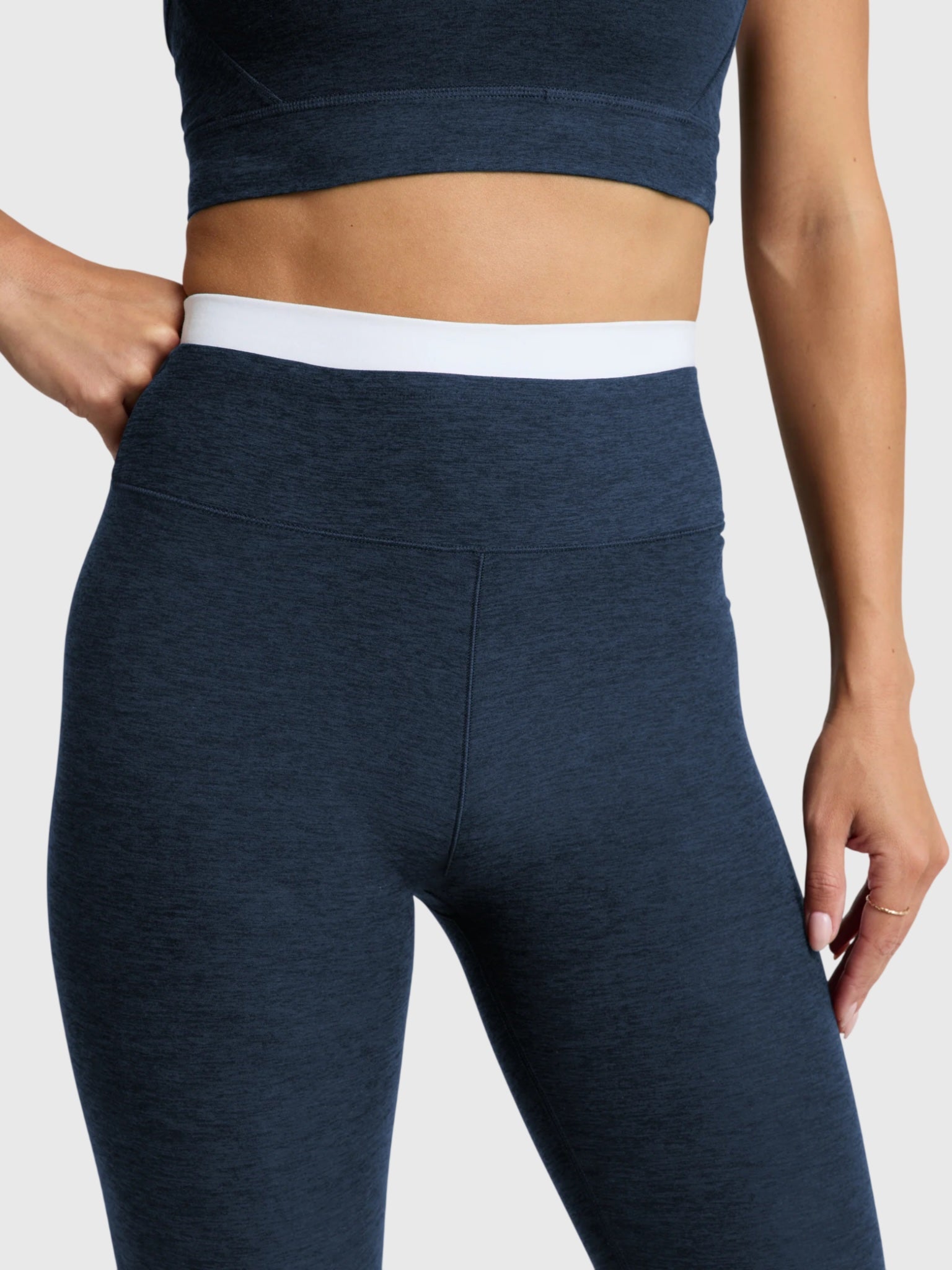 Beyond Yoga Women's Spacedye Layered High Waisted Midi Legging - Saint Bernard