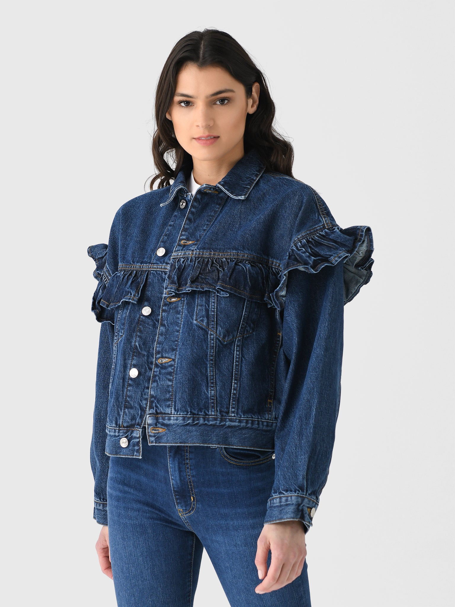 Frame Women's The Ruffle Denim Jacket - Saint Bernard