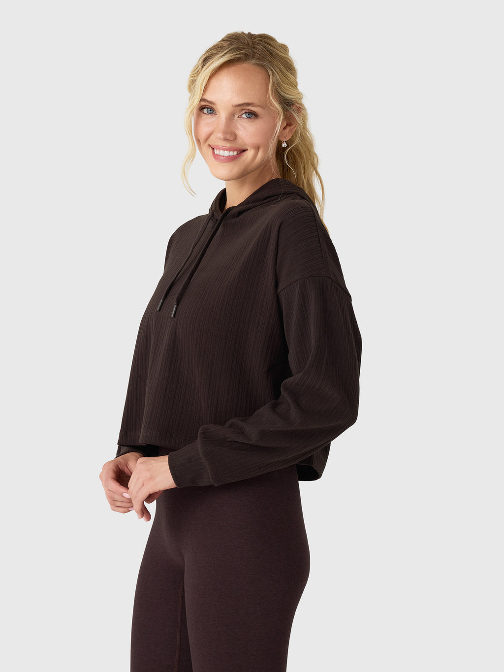 Beyond Yoga Women's Breathe Easy Ribbed Hoodie - Saint Bernard