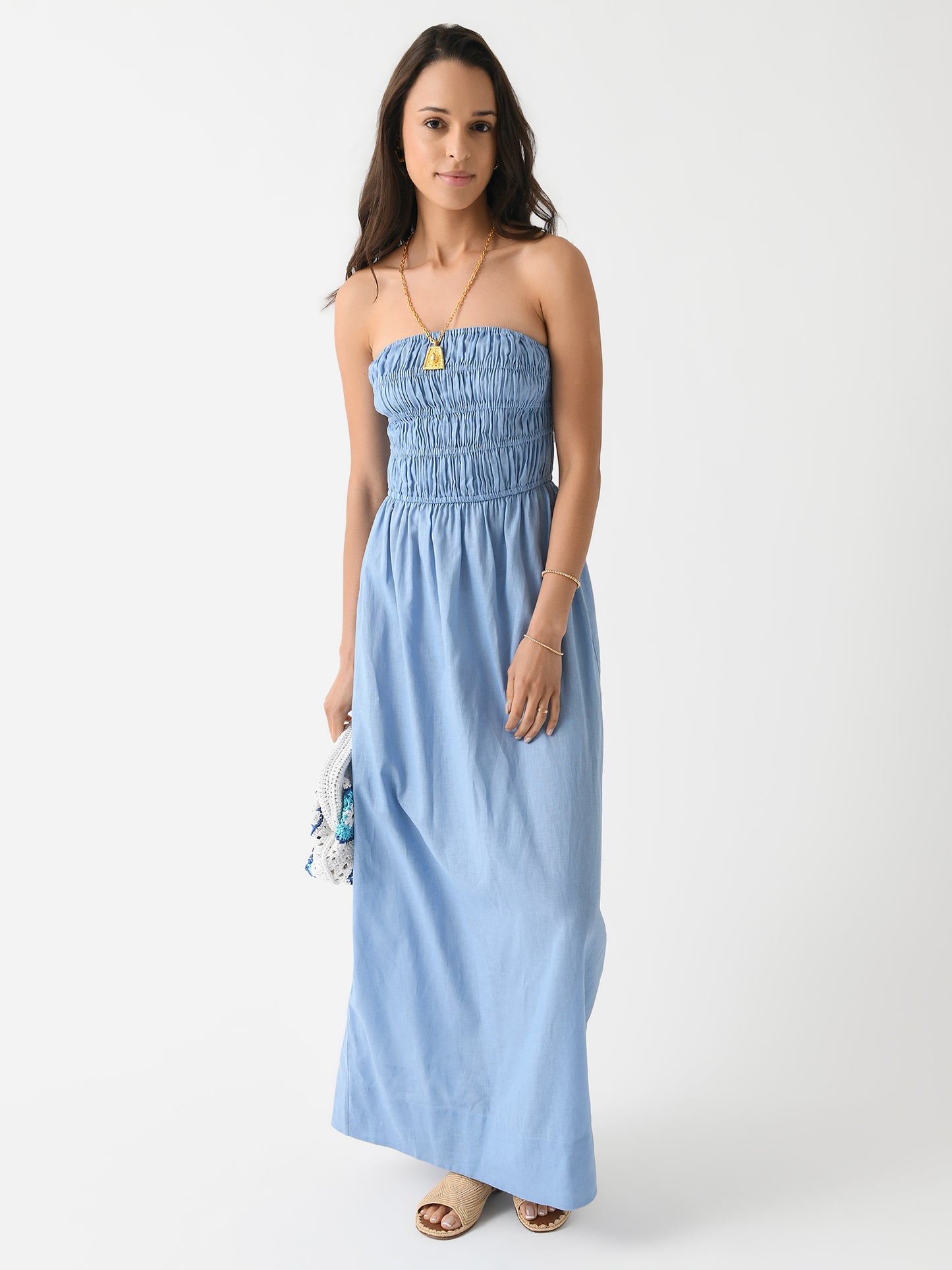 Peony Women's Strapless Ruched Maxi Dress