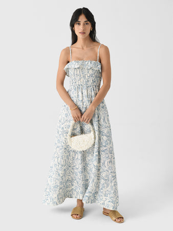 Peony Women's Shirred Midi Dress – Saint Bernard