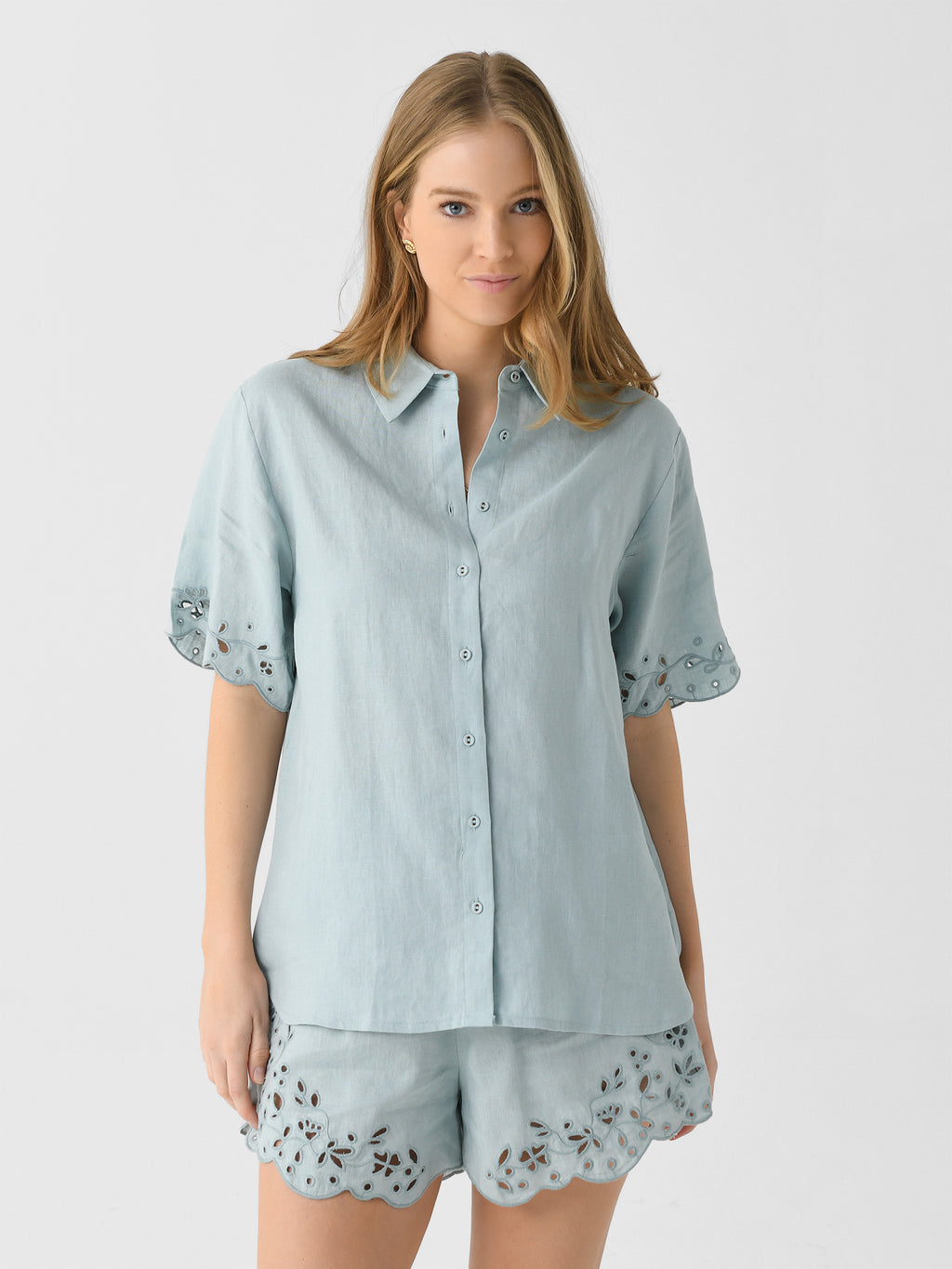Peony Women's Memoir Embroidered Shirt - Saint Bernard