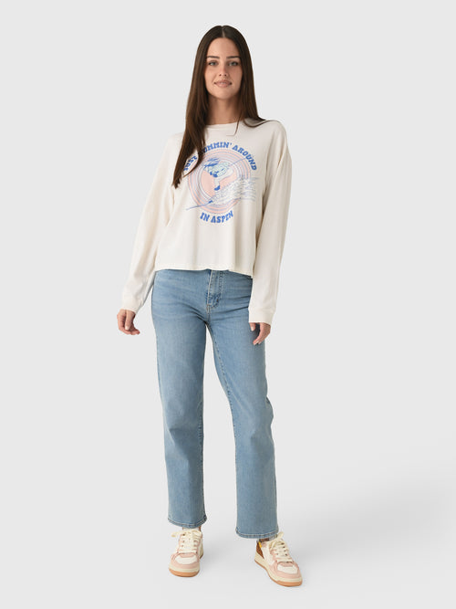 Re/Done Women's Ski Bum Long Sleeve Boxy Boyfriend Tee