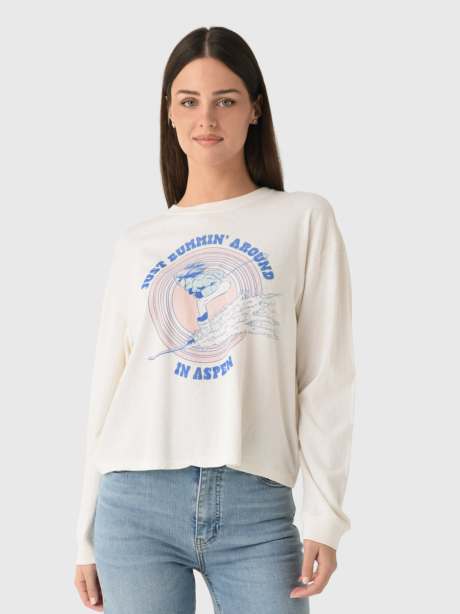 Re/Done Women's Ski Bum Long Sleeve Boxy Boyfriend Tee - Saint Bernard