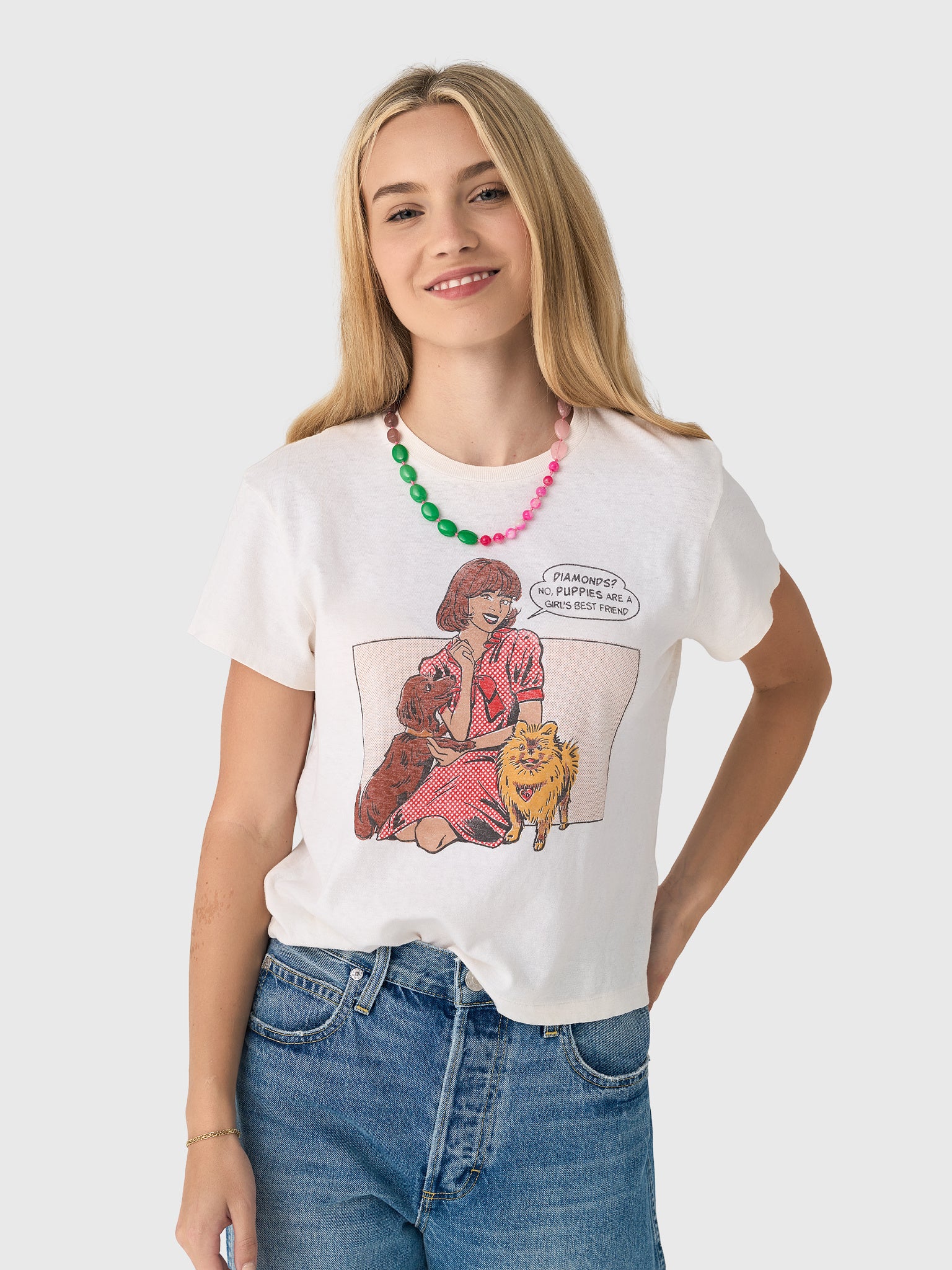 Re/Done Women's Puppies 50s Boxy Tee - Saint Bernard