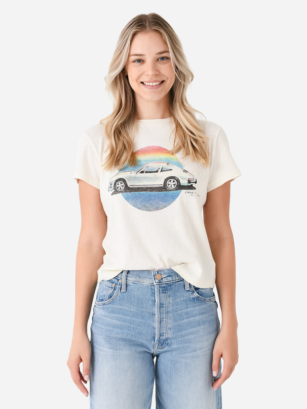 Re/Done Women's Stanley Mouse Car Classic Tee - Saint Bernard